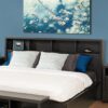 King size Bookcase Headboard in Washed Black Wood Finish - Image 2