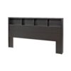 King size Bookcase Headboard in Washed Black Wood Finish - Image 3