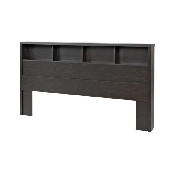 King size Bookcase Headboard in Washed Black Wood Finish - Image 3