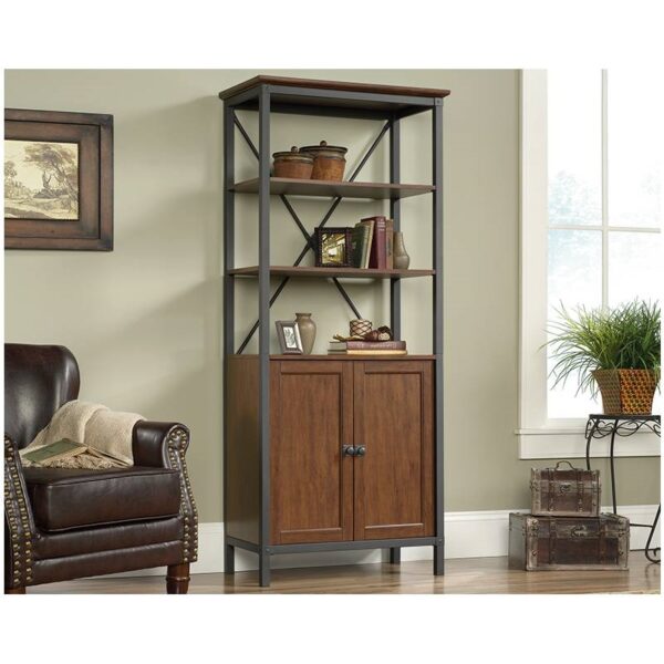 Rustic Industrial FarmHome 3 Tier Entryway Bookcase Storage Cabinet Cherry - Image 2