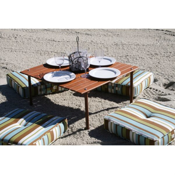 Portable Patio Table with Brown Solid Wood Top and Carry Bag - Image 2