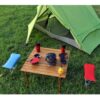 Portable Patio Table with Brown Solid Wood Top and Carry Bag - Image 3