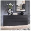 Modern 6 Drawer Double Dresser in Black Woodgrain Finish - Image 3