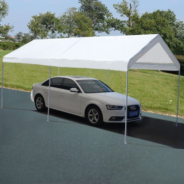 10 x 20 Ft Outdoor Steel Frame Gazebo Tent Car Canopy with White Poly Top - Image 2