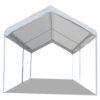 10 x 20 Ft Outdoor Steel Frame Gazebo Tent Car Canopy with White Poly Top - Image 3