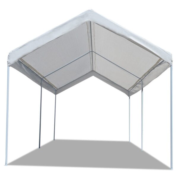10 x 20 Ft Outdoor Steel Frame Gazebo Tent Car Canopy with White Poly Top - Image 3
