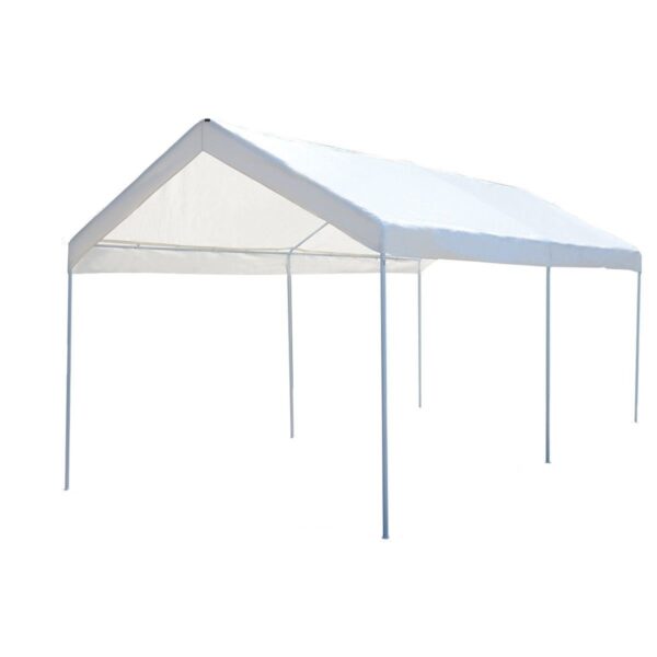 10 x 20 Ft Outdoor Steel Frame Gazebo Tent Car Canopy with White Poly Top - Image 4