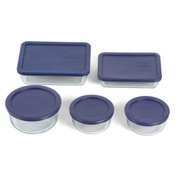 10-Piece Glass Bakeware Food Storage Set with Blue Plastic Lids Dishwasher Safe - Image 3