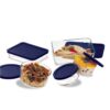 10-Piece Glass Bakeware Food Storage Set with Blue Plastic Lids Dishwasher Safe - Image 5
