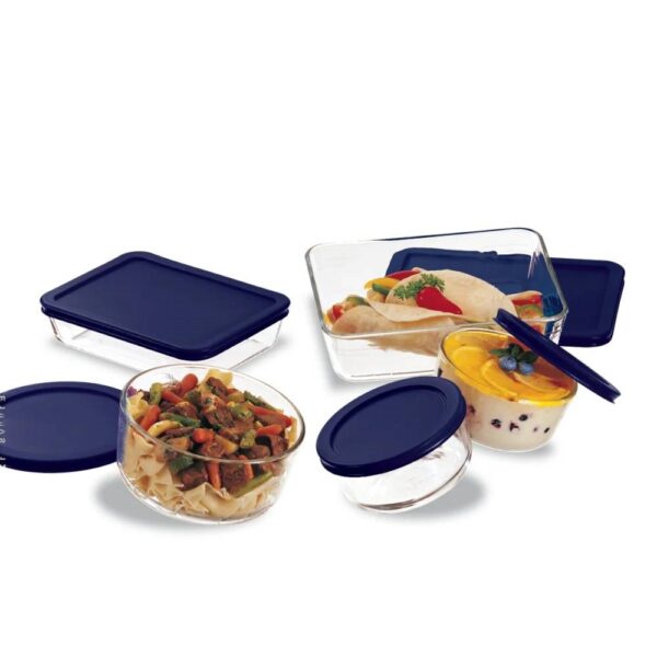 10-Piece Glass Bakeware Food Storage Set with Blue Plastic Lids Dishwasher Safe - Image 5