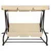 Outdoor 3-Seat Canopy Swing with Beige Cushions for Patio Deck or Porch - Image 2