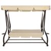 Outdoor 3-Seat Canopy Swing with Beige Cushions for Patio Deck or Porch - Image 3