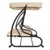 Outdoor 3-Seat Canopy Swing with Beige Cushions for Patio Deck or Porch - Image 4