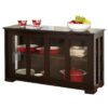 Espresso Sideboard Buffet Dining Kitchen Cabinet with 2 Glass Sliding Doors - Image 2