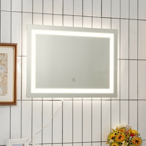 27.5 inch LED Touch Sensor Wall Mounted Corded Bathroom Mirror - Image 3