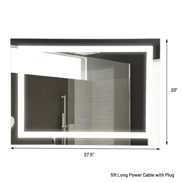 27.5 inch LED Touch Sensor Wall Mounted Corded Bathroom Mirror - Image 4