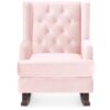 Pink Soft Tufted Upholstered Wingback Rocker Rocking Chair - Image 3