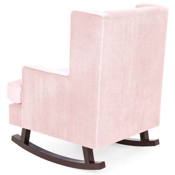 Pink Soft Tufted Upholstered Wingback Rocker Rocking Chair - Image 4