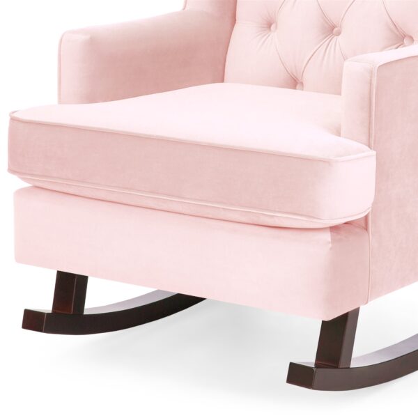 Pink Soft Tufted Upholstered Wingback Rocker Rocking Chair - Image 5
