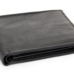 Black Leather Double Bill Mens Wallet