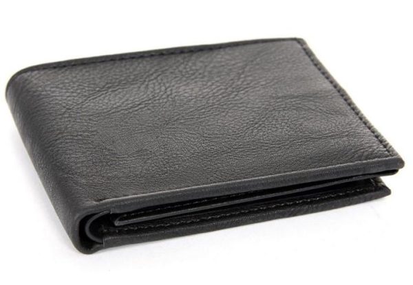 Black Leather Double Bill Mens Wallet