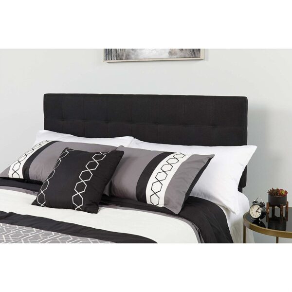 Queen size Modern Black Fabric Upholstered Panel Headboard - Image 2