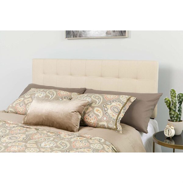 Queen size Beige Taupe Fabric Upholstered Panel Headboard - Image 2