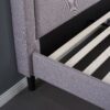 Queen size Platform Bed with Grey Upholstered Headboard and Piped Frame Detail - Image 3