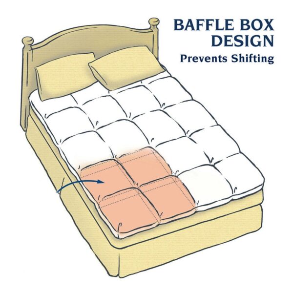 Queen size Feather Bed Topper with 100-Percent Cotton Quilted Baffle Box Design - Image 2