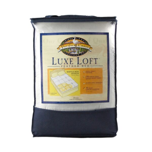 Queen size Feather Bed Topper with 100-Percent Cotton Quilted Baffle Box Design - Image 3