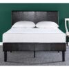 Queen Espresso Faux Leather Platform Bed Frame with Headboard - Image 3