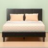 Queen Espresso Faux Leather Platform Bed Frame with Headboard - Image 4