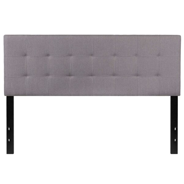 Queen size Modern Light Grey Fabric Upholstered Panel Headboard - Image 2