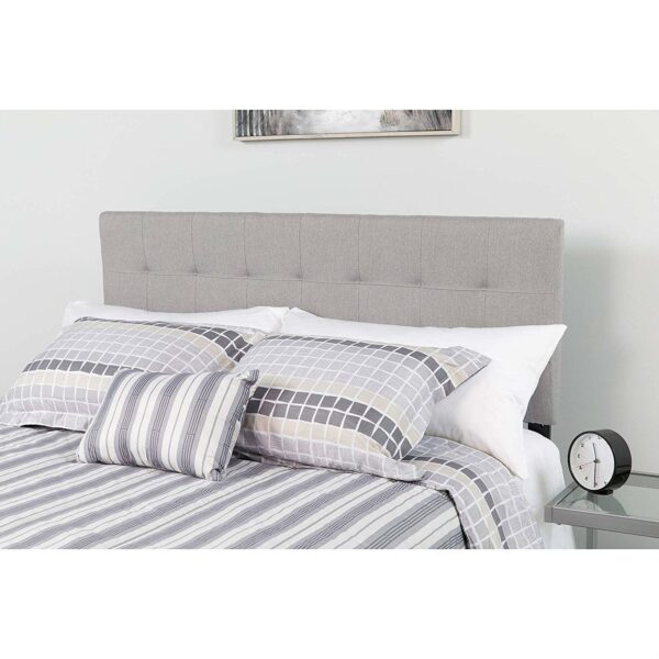 Queen size Modern Light Grey Fabric Upholstered Panel Headboard - Image 3