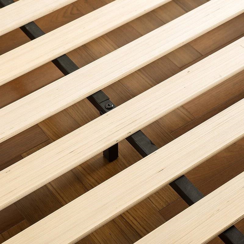 Queen size Modern Metal Wood Platform Bed Frame with Headboard and Footboard - Image 4