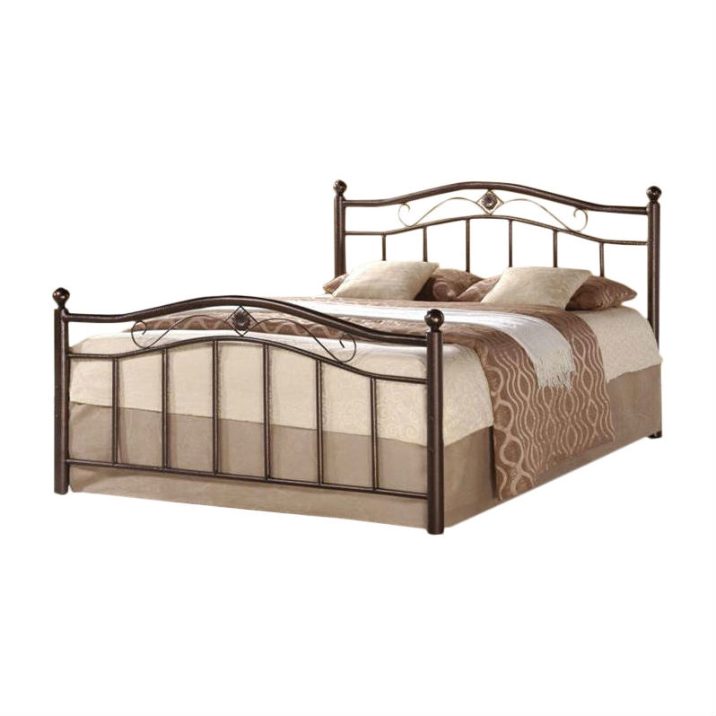 Queen Metal Platform Bed with Headboard and Foot-Board in Brushed Bronze - Image 2