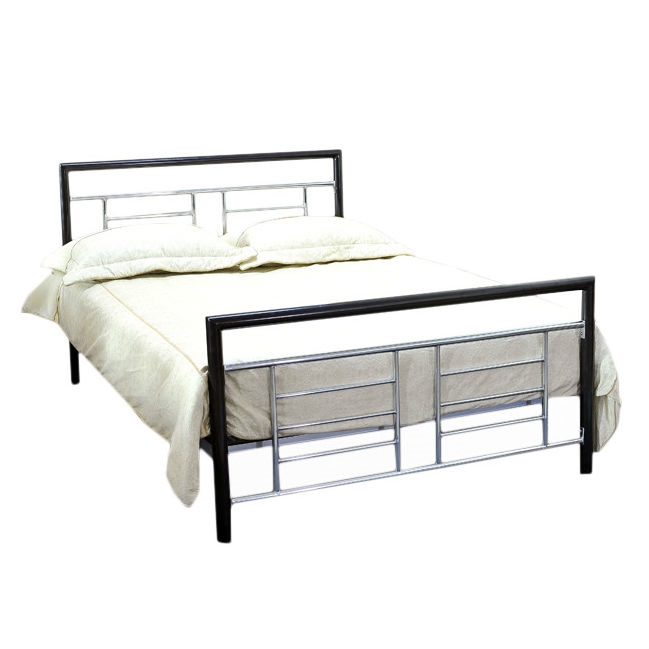 Queen size Metal Platform Bed with Headboard and Footboard in Black Silver Finish - Image 3
