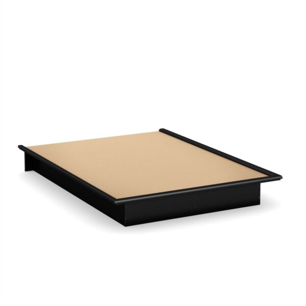 Queen size Platform Bed Frame in Modern Black Wood Finish - Image 2