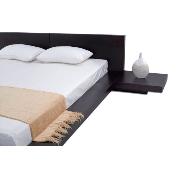 Queen Modern Platform Bed w/ Headboard and 2 Nightstands in Espresso - Image 2