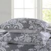 Queen 3-Piece Cotton Quilt Bedspread Set with Grey White Floral Pattern - Image 3