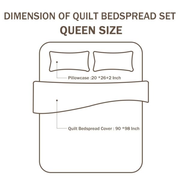 Queen 3-Piece Cotton Quilt Bedspread Set with Grey White Floral Pattern - Image 4