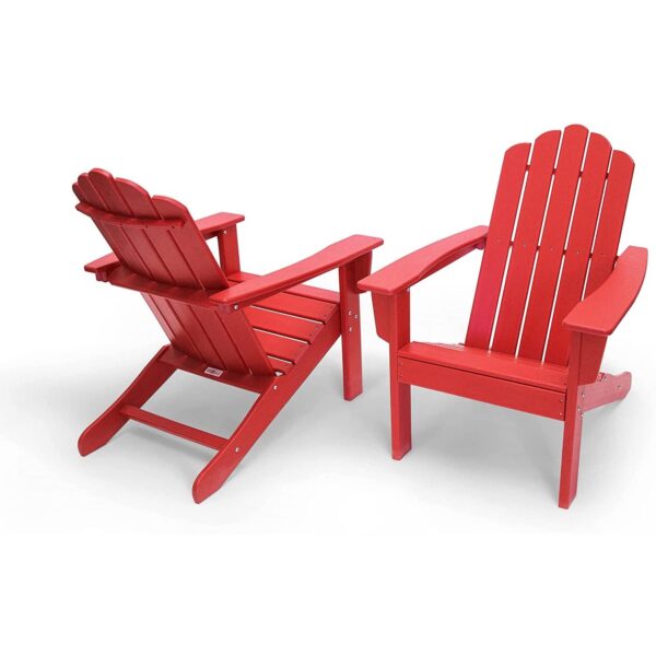 All Weather Recycled Red Poly Plastic Outdoor Patio Adirondack Chairs - Set of 2 - Image 2