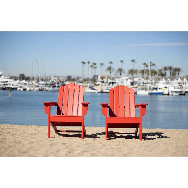 All Weather Recycled Red Poly Plastic Outdoor Patio Adirondack Chairs - Set of 2 - Image 3