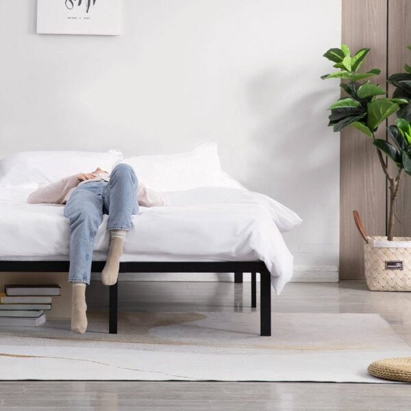 Queen Heavy Duty Metal Platform Bed Frame with Wood Slats 3,500 lbs Weight Limit - Image 4