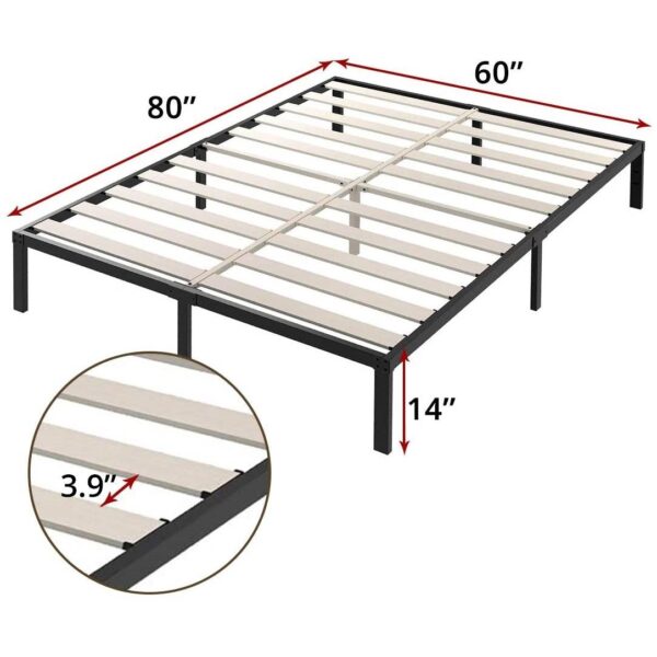 Queen Heavy Duty Metal Platform Bed Frame with Wood Slats 3,500 lbs Weight Limit - Image 5