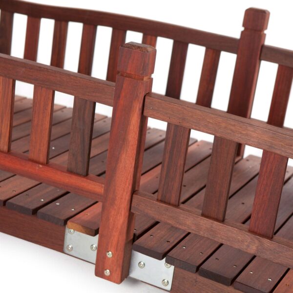 Durable 8-Ft Garden Bridge with Hand Rails in Red Shorea Wood Outdoor - Image 3