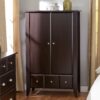 Bedroom Wardrobe Armoire Cabinet in Dark Brown Mocha Wood Finish - Image 2