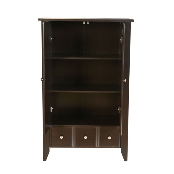 Bedroom Wardrobe Armoire Cabinet in Dark Brown Mocha Wood Finish - Image 3