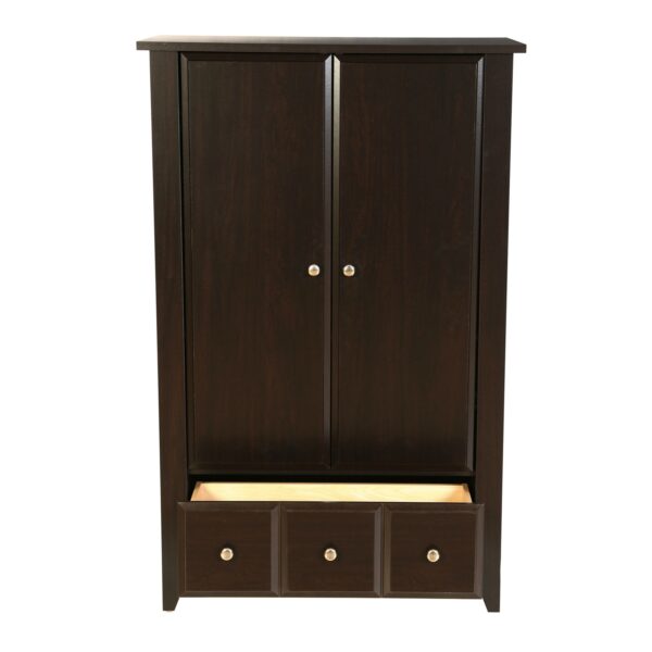 Bedroom Wardrobe Armoire Cabinet in Dark Brown Mocha Wood Finish - Image 4