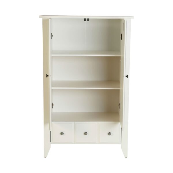 Classic Bedroom Armoire Wardrobe Cabinet in Soft White Wood Finish - Image 3